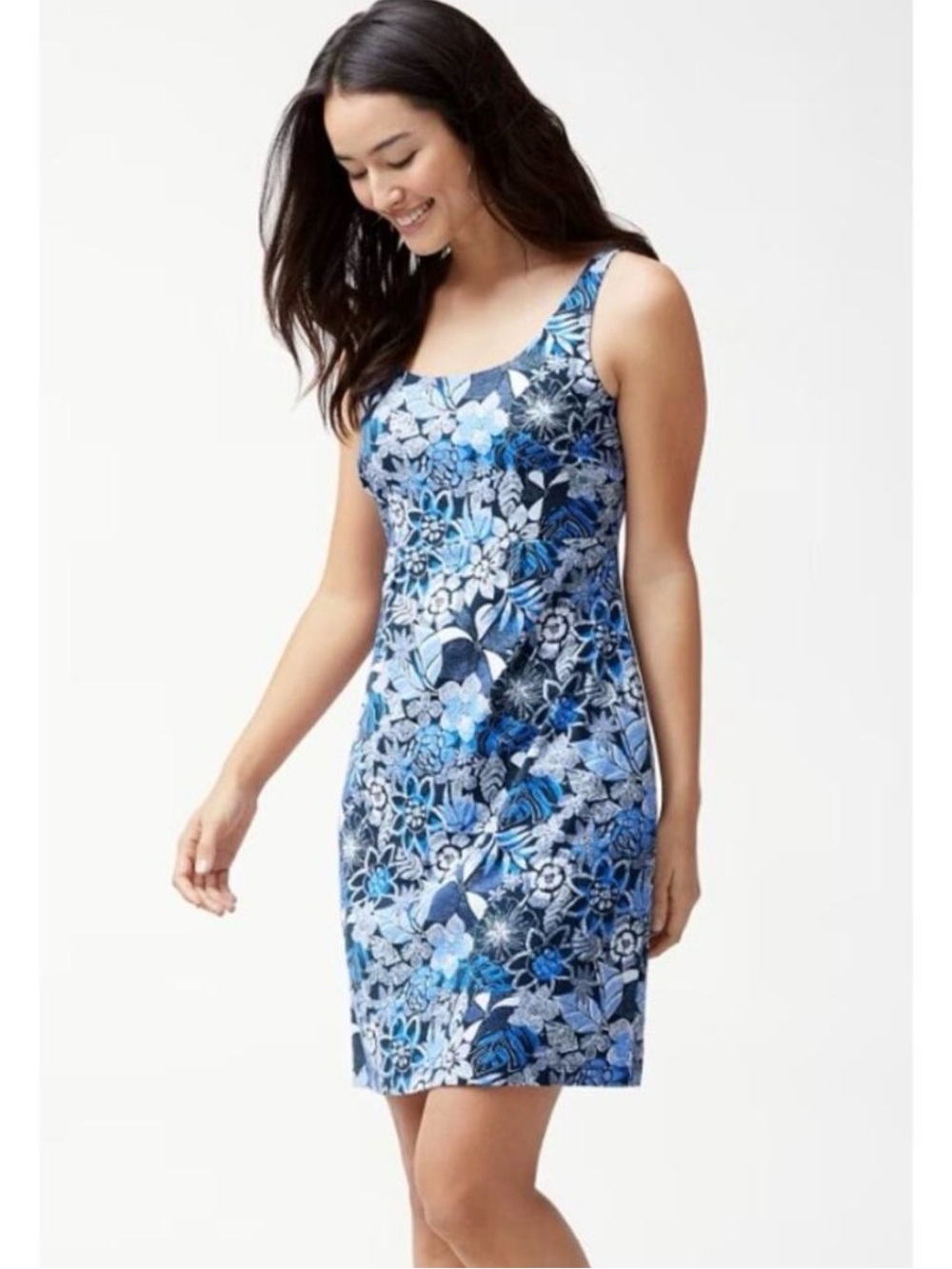 Tommy Bahama Women’s Blue Boardwalk Blooms Floral Dress Tropical Resortwear